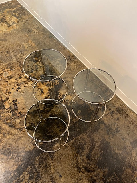 Chrome and Smoked Glass Nesting Tables