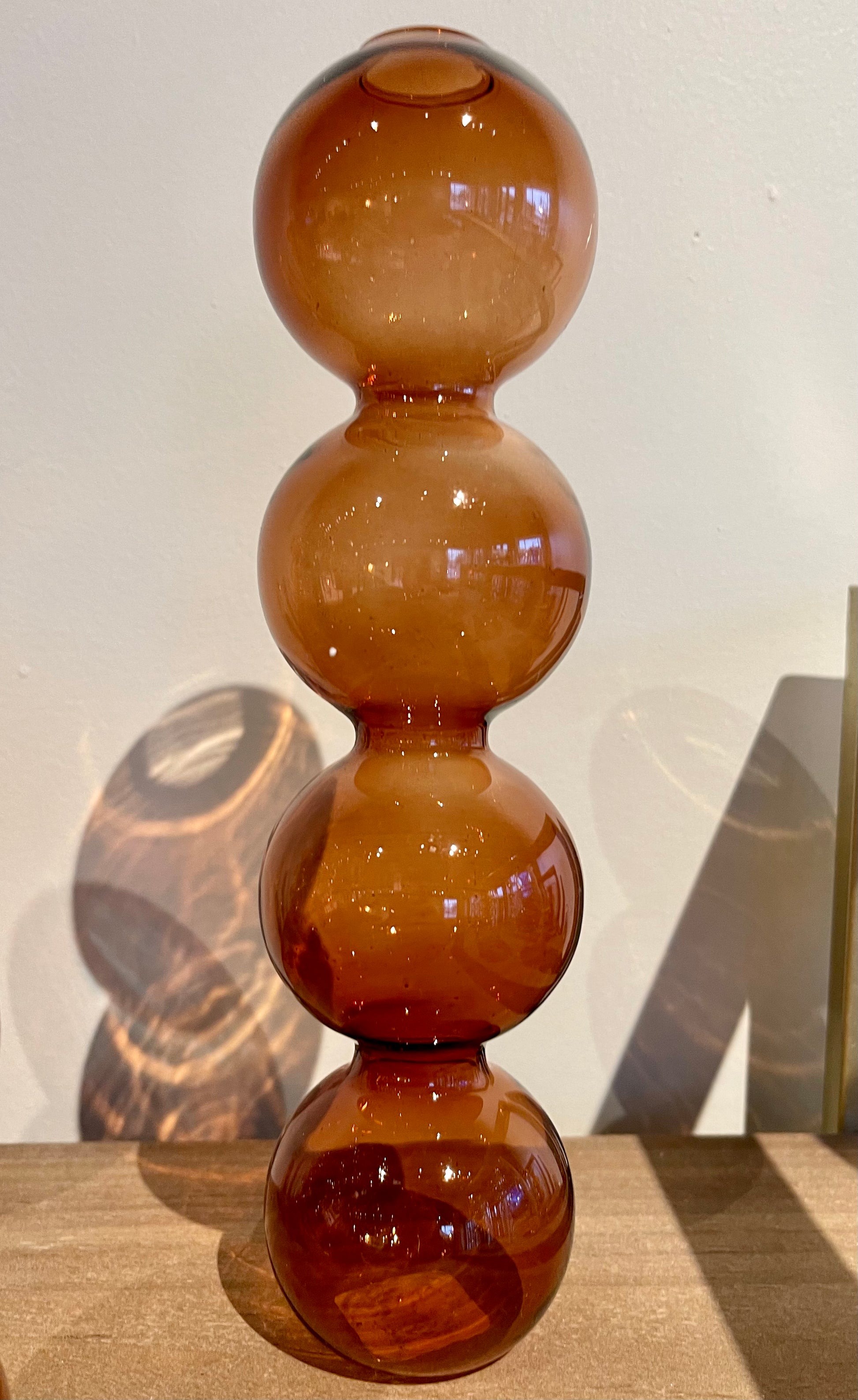 Bubble Shape Glass Vase - Brown Large